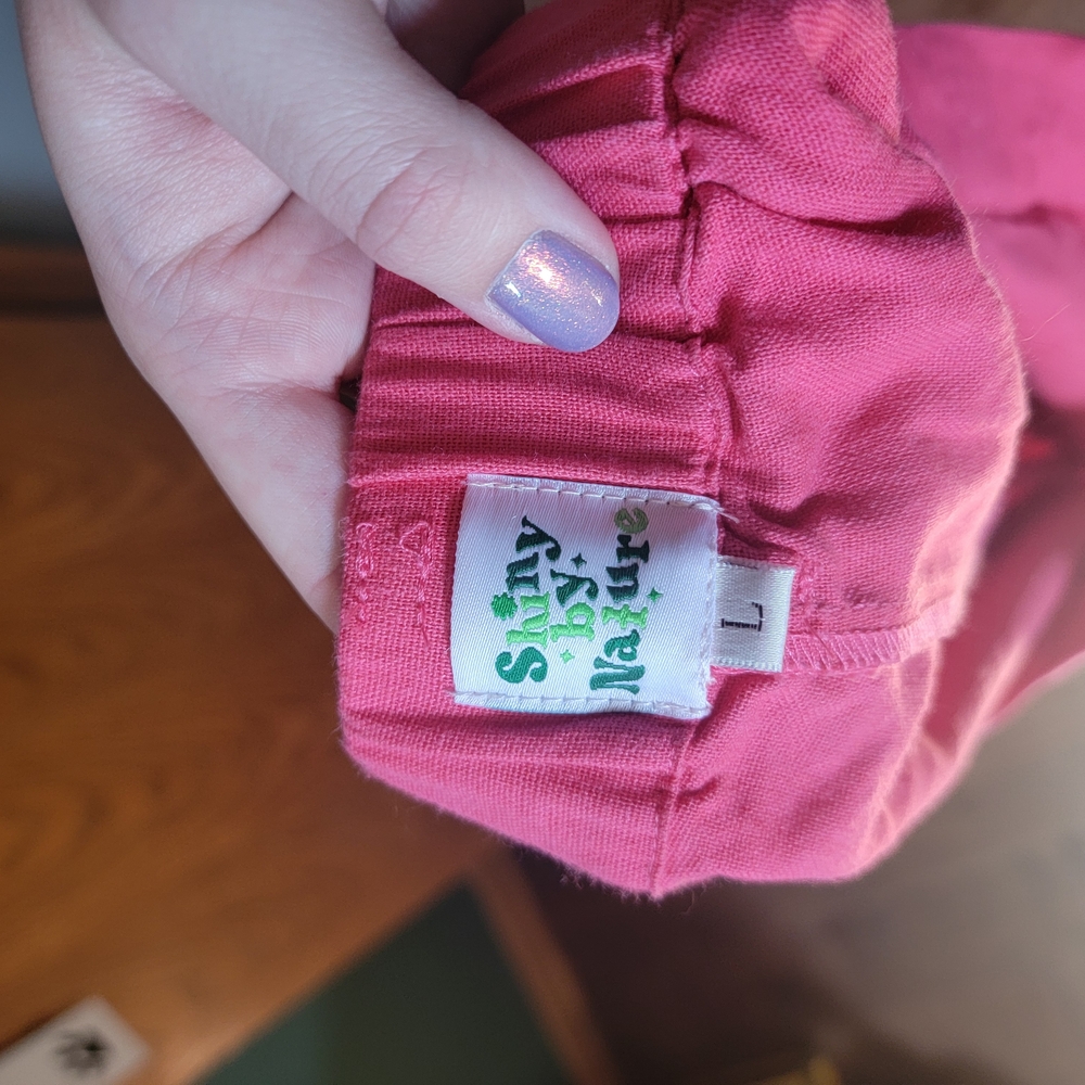 Pink Linen Blend Shorts - Picture 3 of 5